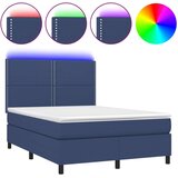  Box spring postelja z vzmetnico LED modra 140x200 cm blago, (20901985) | Shoptok.si