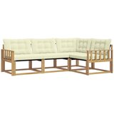 vidaXL Zunanja garnitura za sedenje z blazino 4 pcs Bela in krem, (5000271174) | Shoptok.si