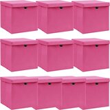 The Living Store škatle za shranjevanje s pokrovi 10 kos. roza 32x32x32 cm blago - škatla za shranjevanje, (21751254) | Shoptok.si