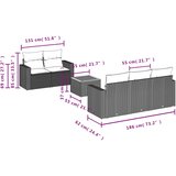  6-dijelni set vrtnih sofa s jastucima crni od poliratana | shoptok.hr