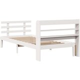  Okvir kreveta s uzglavljem bijeli 75x190 cm od borovine | shoptok.hr