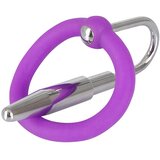 Penis Plug - silikonski prsten za glavić s uretralnim konusom (ljubičasto-srebrni) | shoptok.hr