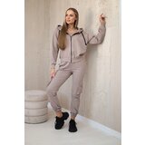 Kesi Set 3in1 sweatshirt + top + pants dark beige | shoptok.hr