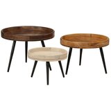  Okrogle klubske mizice 3 kosi trden mangov les | Shoptok.si