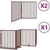 vidaXL Ograda za pse z vrati zložljiva 8 panelov rjava 640 cm les | Shoptok.si