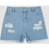 Defacto Girl's Mom Fit Ripped Detailed Shorts Cene