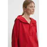Answear Lab Pulover ženska, rdeča barva, s kapuco
