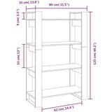 Ormarić za knjige / pregrada sivi 80x35x125 cm od borovine | shoptok.hr