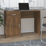 vidaXL Pisalna miza s predalom in omarico rjav hrast 100x40x73 cm les cene