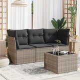 Maison Chic Seti vrtnega pohištva - Vrtna garnitura - Vrtni pohištvo set 4-delna z blazinami siv poli ratan, (21818147) | Shoptok.si