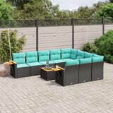  Vrtna sedežna garnitura 11-delna z blazinami črn poli ratan, (21093723) | Shoptok.si