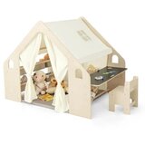 Kinder Home Dječja drvena kuća za igru 6 u 1 – stol, masa, crna ploča, organizator, tenda i meka podloga | shoptok.hr
