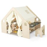 Kinder_Home Dečiji drveni letnjikovac 6 u 1 – stolica, sto, tabla, organizator, tenda i mekana podloga ( AT-KF-2401 ) | ePonuda.com