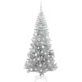 vidaXL Božično drevo med 300 LED z stojalom srebrna 180 cm PET | Shoptok.si