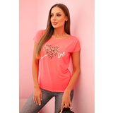 Kesi Women's cotton short-sleeve blouse with "Stay Wild" print neon orange Cijene