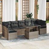 vidaXL 8-delni vrtni kavč set z blazinami siva poli ratan | Shoptok.si