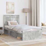  Krevetna konstrukcija Beton 90 x 200 cm Čvrsto borovo drvo | shoptok.hr
