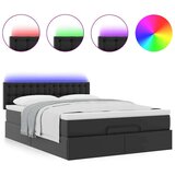 vidaXL Otomanski posteljni okvir z vzmetnico črn 140x190 cm um. usnje | Shoptok.si