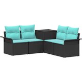  Set sofe 5 kom. Crna i Plava Poli Rattan i čelik | shoptok.hr