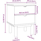  Noćni ormarić OTTA Crna 45 x 39 x 57 cm Masivna borovina | shoptok.hr