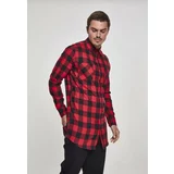 UC Men Long plaid flannel shirt with side zip, blk/red