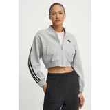 Adidas Pulover Future Icons ženski, siva barva, IW5251