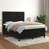  s oprugama i madracem crni 140 x 190 cm baršunasti | shoptok.hr