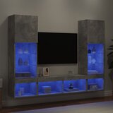  5-dijelni zidni TV elementi s LED svjetlima boja betona drveni Cijene