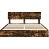  Postelja s shranjevanjem z vzglavjem Dimljeni oreh 180 x 200 cm, (5000106289) | Shoptok.si