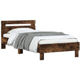  Okvir za krevet s uzglavljem i LED svjetlima boja hrasta Smeđa 100 x 200 cm | Shoptok.si