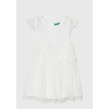 United Colors Of Benetton Otroška obleka bela barva