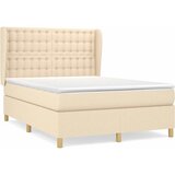  Krevet s oprugama i madracem krem 140 x 190 cm od tkanine | shoptok.hr