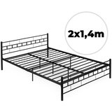 ModernHome metalni krevet 140 x 200 cm s letvičastom podnicom, crni | shoptok.hr