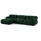 Micadoni Temno zelena žametna kotna sedežna garnitura (levi kot/z ležalnikom) Bellis – | Shoptok.si