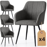 AKORD Luxano Kvadratno Prešiti Oblazinjeni Jedilni Stoli, Komplet 4 Stolov, Temno Grafitno Siva, Črne Noge, (5000333370) | Shoptok.si