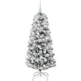 vidaXL Umetno Zložljivo Božično Drevo Zelena in bela 150 cm PVC | Shoptok.si