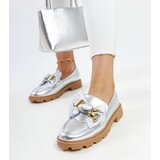 Gemre Silver Loafers with Decorative Safety Pin Bogumila | shoptok.hr
