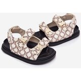 Boto Children's Velcro Sandals With Golden Details Beige Cavina | Shoptok.si