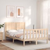 vidaXL Posteljni okvir z vzglavjem 4FT trden les | Shoptok.si