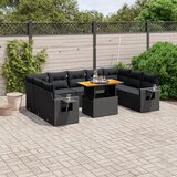  The Living Store Vrtna sedežna garnitura 10-delna z blazinami črn poli ratan - Vrtna Sedežna Garniture, (21472456) | Shoptok.si