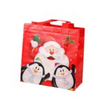  Poklon vrećica 22cm x 22cm x 11cm crvena Djed Božičnjak i pingvini | shoptok.hr