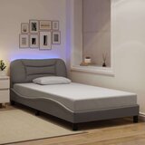 vidaXL Posteljni okvir z LED lučkami taupe 100x200 cm tkanina | Shoptok.si