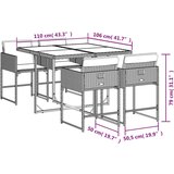  5-dijelni vrtni blagovaonski set s jastucima od poliratana crni | shoptok.hr