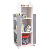 Kinder Home raketa sa rotirajućim odsekom za 360 stepeni sa policama u 4 nivoa, drvena - za odlaganje knjiga i igračaka bela/siva ( TF-6914 Cene