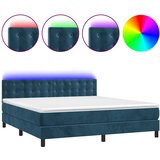  box spring s madracem LED tamnoplavi 180x200 cm baršun | shoptok.hr
