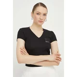 Armani_Exchange Bombažna kratka majica ženski, črna barva