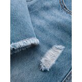 Ombre Men's short denim shorts with rips and holes - light blue | shoptok.hr