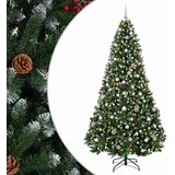  Umjetno božićno drvce zeleno s kuglicama 240 cm 300 LED lampica - Zelena sa zaleđenim vrhovima Ø 120 x 240 cm s 300 LED žarulja | shoptok.hr