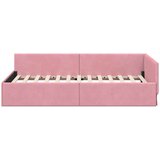 vidaXL Kotna postelja Drugo Roza 90 x 200 cm Samet in sodobno leseno | Shoptok.si