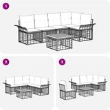  Set vanjskih sofa 6 pcs Prirodna i krema bijela Poliester - Prirodna i kremasto bijela sa stolom | shoptok.hr